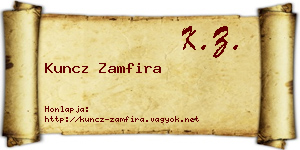 Kuncz Zamfira névjegykártya